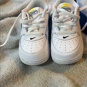 Nike Kids White and Black Sneakers with Yellow Accents
